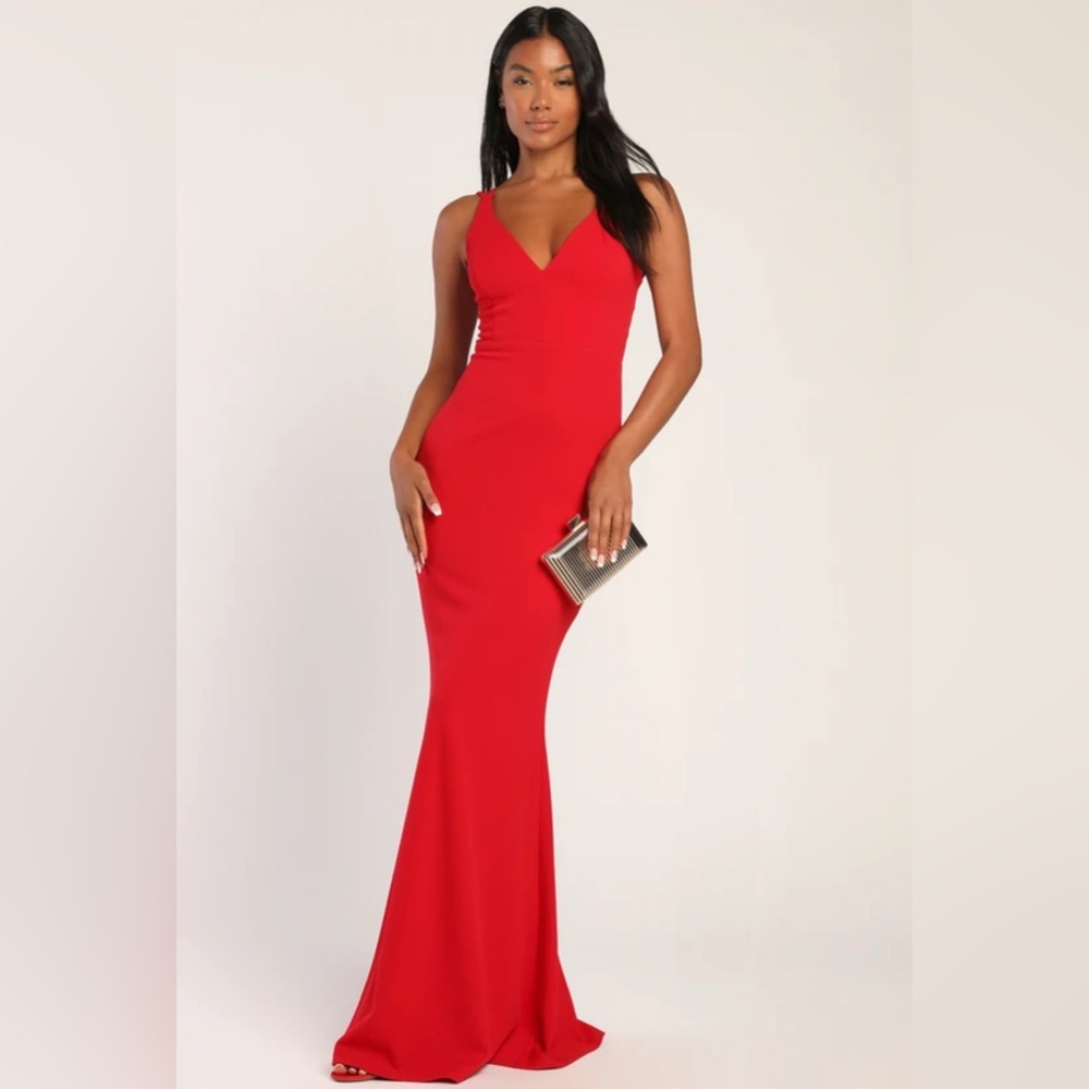All this Allure Red Strappy Backless Mermaid Maxi Dress